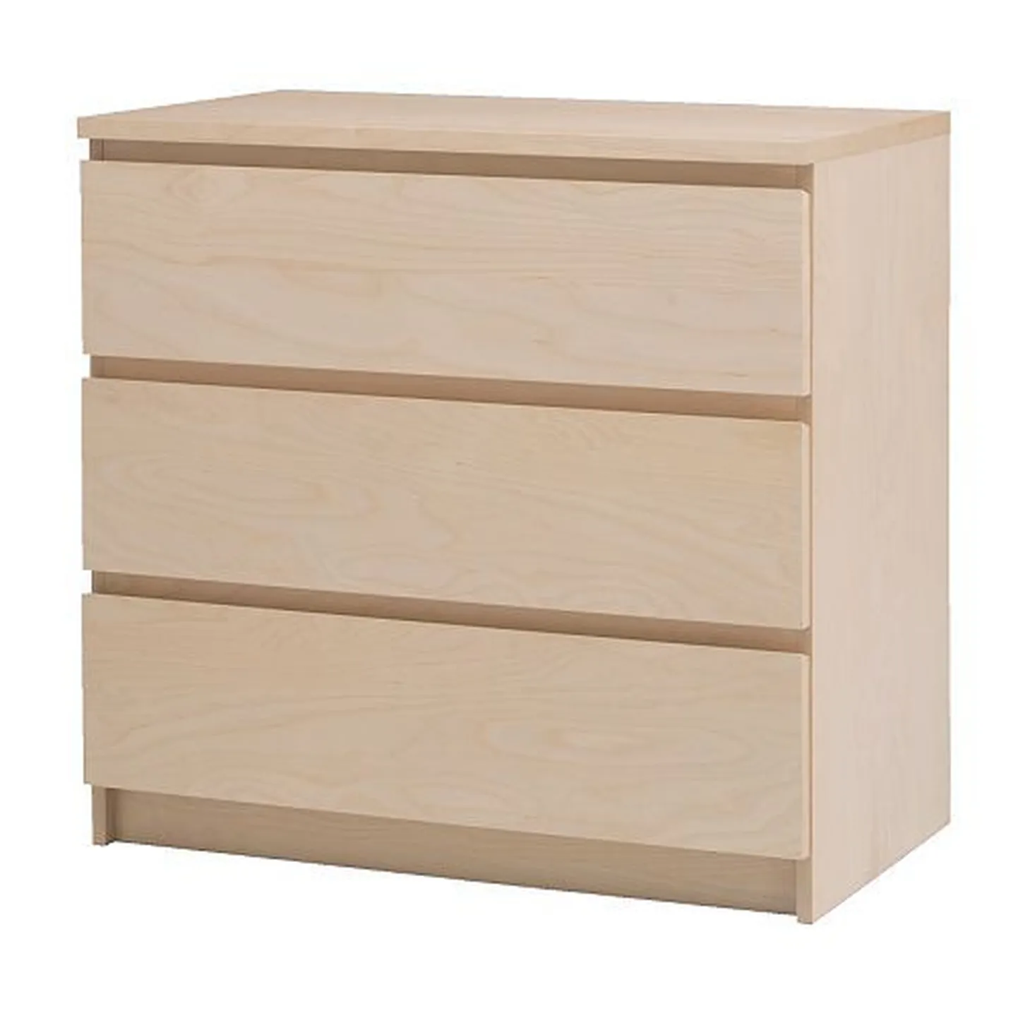 Ikea Malm-seeria kolme sahtliga kummut.