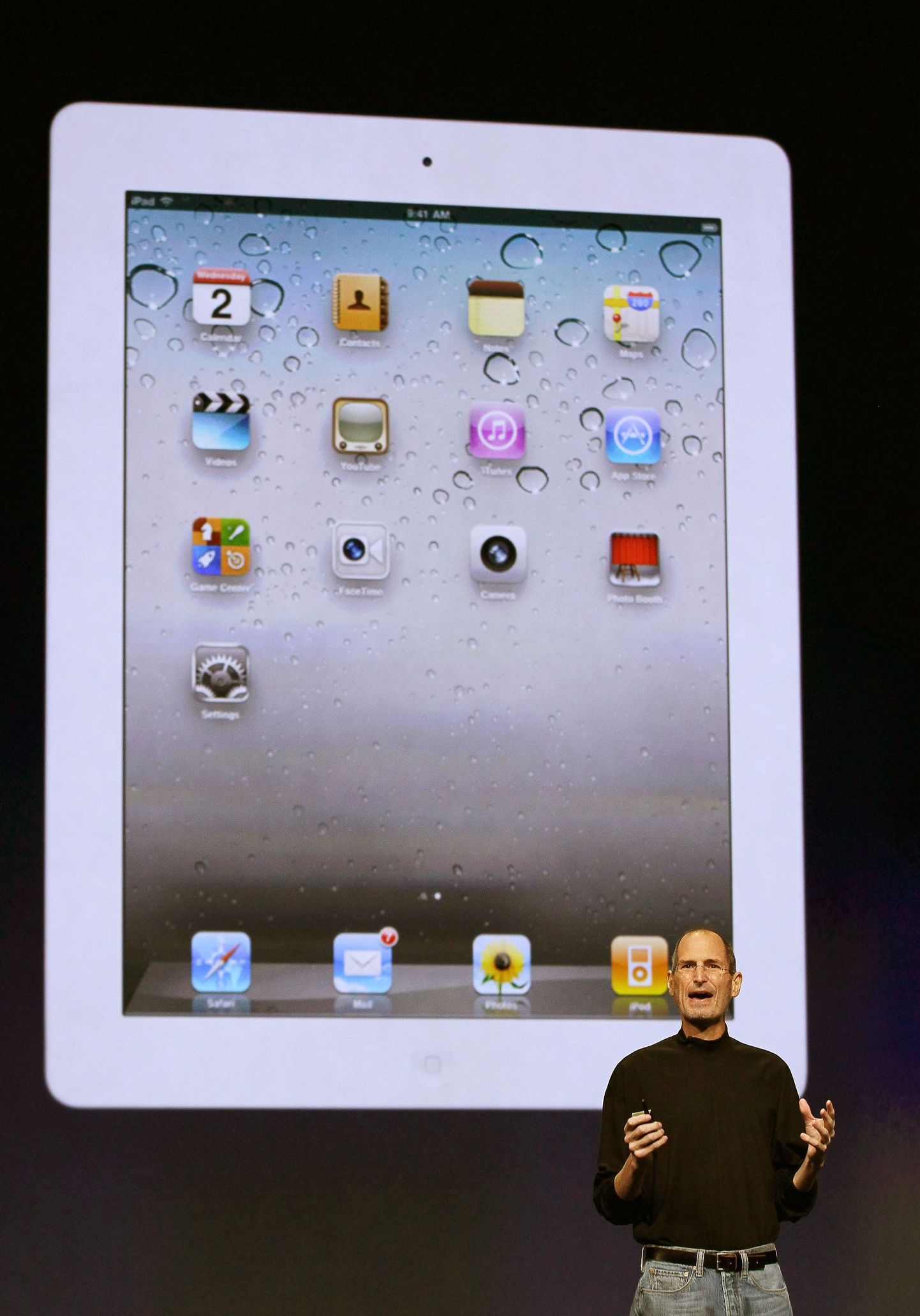 SAN FRANCISCO, CA - MARCH 02: Apple CEO Steve Jobs speaks during an Apple Special event to unveil the new iPad 2 at the Yerba Buena Center for the Arts on March 2, 2011 in San Francisco, California. Apple unveiled the iPad 2 as the successor to its popular tablet, the iPad.   Justin Sullivan/Getty Images/AFP