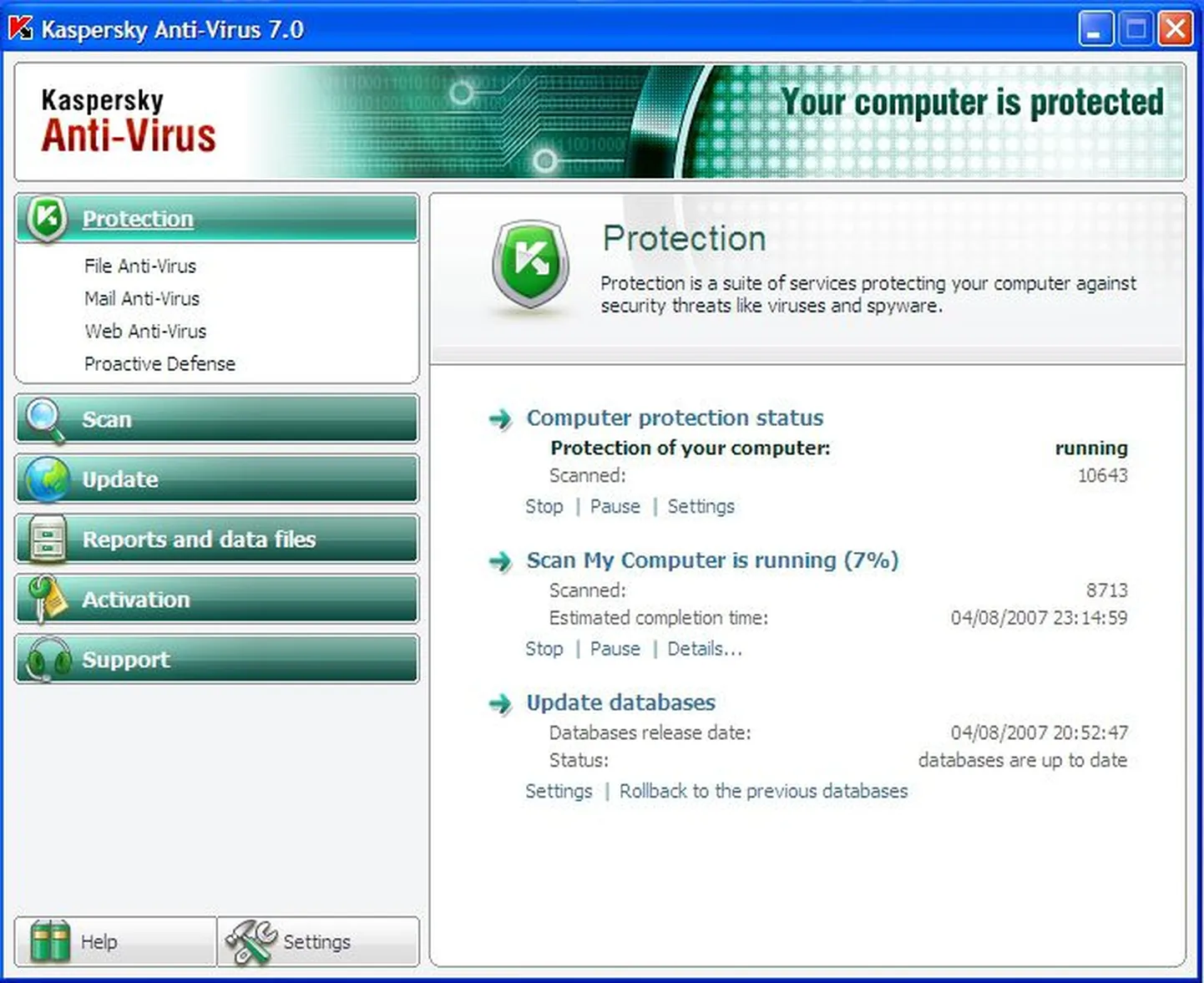 Kaspersky järgi on pahavara loojate elu ja tegevuse salajas hoidmine lihtsamaks muutunud. Pildil Kaspersky antiviirusprogramm.