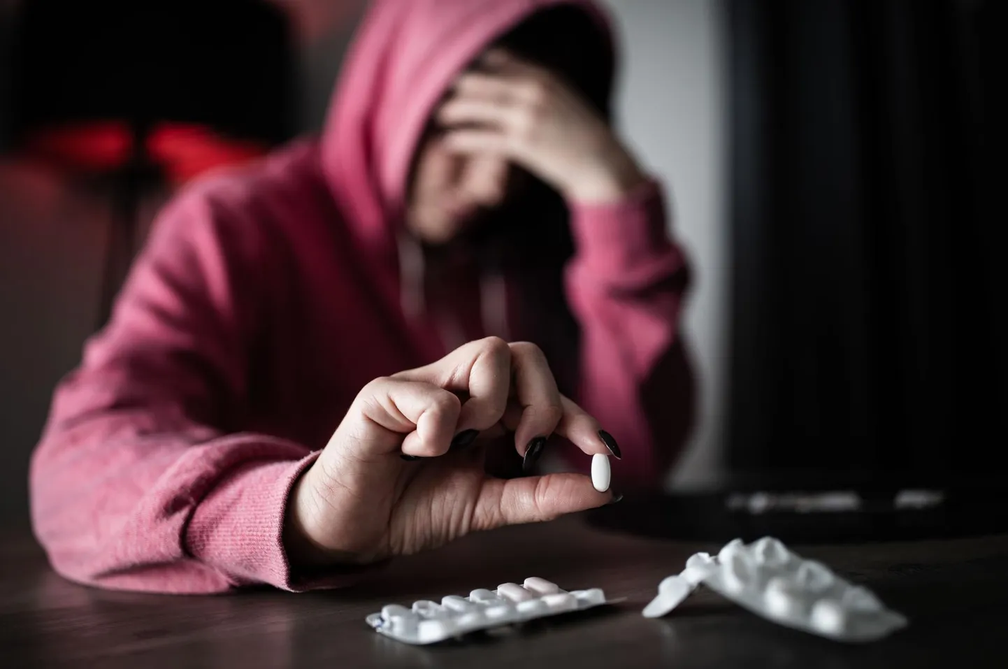Fotolavastusel on antidepressantidest abi otsiv naine.