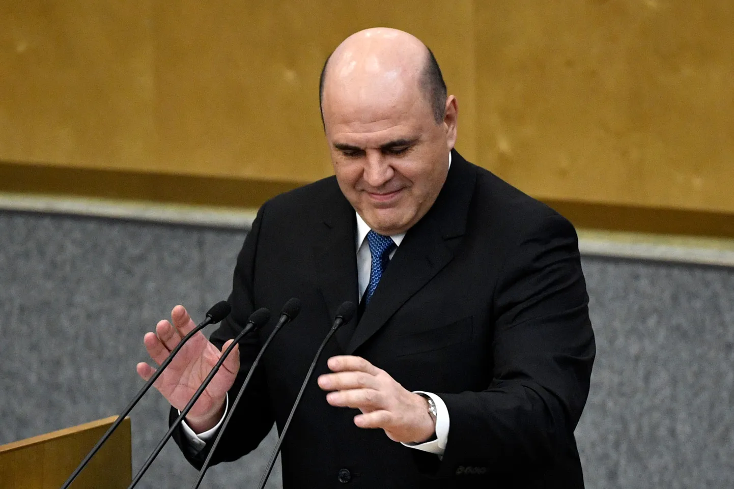 Mihhail Mišustin peaministritööd vastu võtmas.