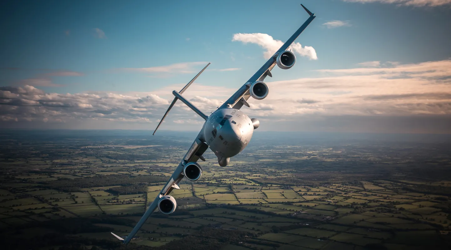 See suur Briti kuninglike õhujõudude transpordilennuk C-17 Globemaster võidaks pardal olevast laserrelvast päris palju, sest ei suudaks ise kõrvale põigelda seda jälitavast infrapunalukustusega raketist.