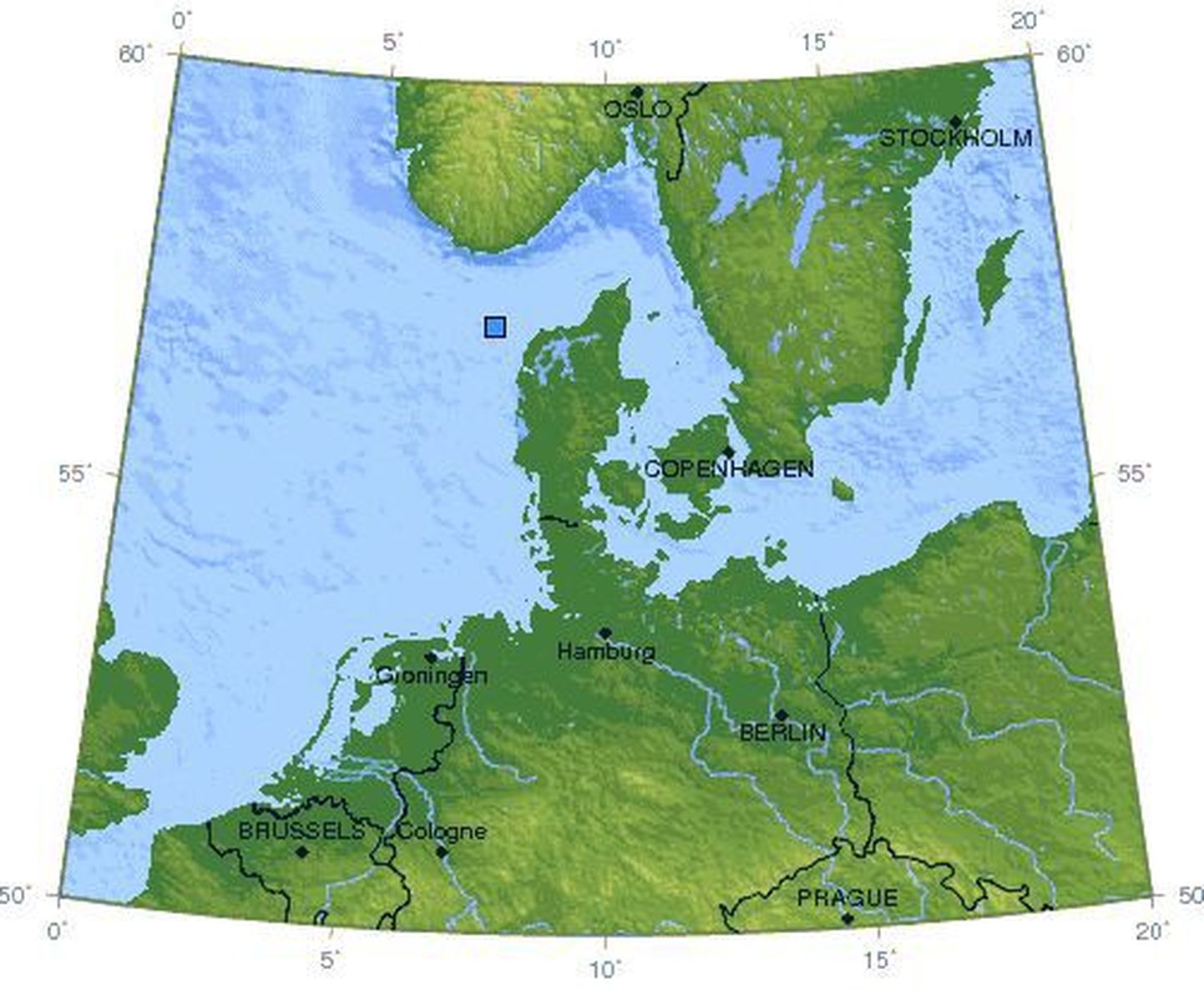 Taanit raputanud maavärina epitsenter oli Jüüti poolsaare looderanniku lähedal meres.