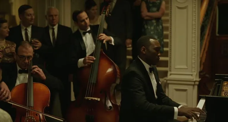 Kaader filmist «Roheline raamat» («Green Book»), kus trios mängivad näitlejad Dimiter D. Marinov (tšello), Mike Hatton (kontrabass) ja Mahershala Ali (klaver).
