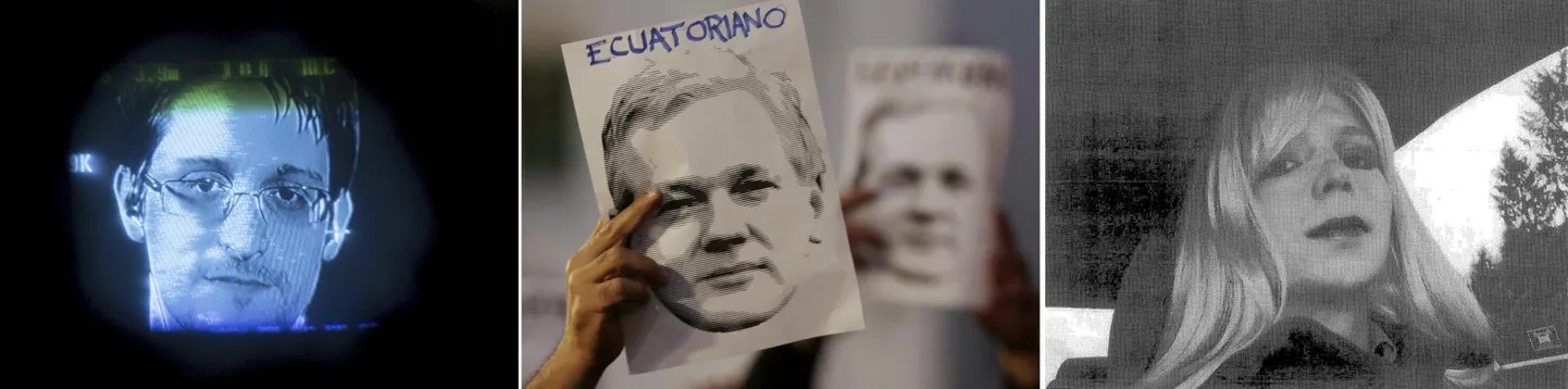 Luure hammasrataste vahel: Edward Snowden, Julian Assange ja Bradley Manning.