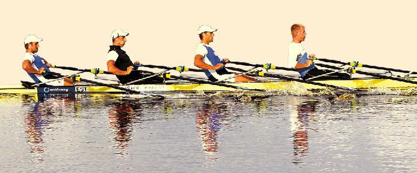 Своей первой совместной тренировкой на реке Пярну (слева направо) Андрей Ямся, Аллар Рая, Тыну Эндрексон и Каспар Таймсоо остались довольны.