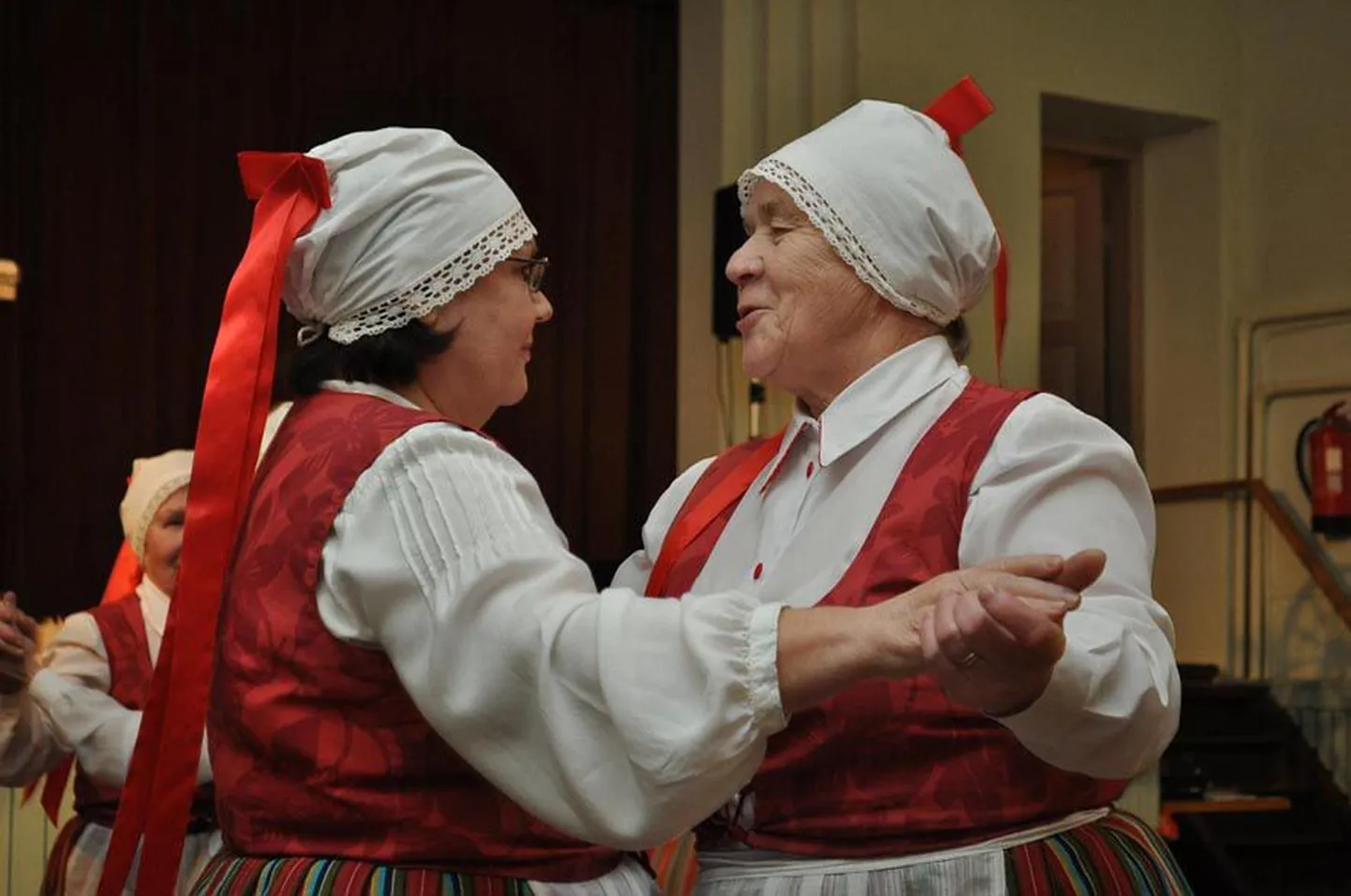 Aravete eakate klubi Vokiratas memmede tantsurühm esitab juhendaja Ruth Kaasiku omaloomingulist tantsu «Las mööduvad aastad». Pildil tantsijad Helle Leps (vasakul) ja Valentina Lumiste.