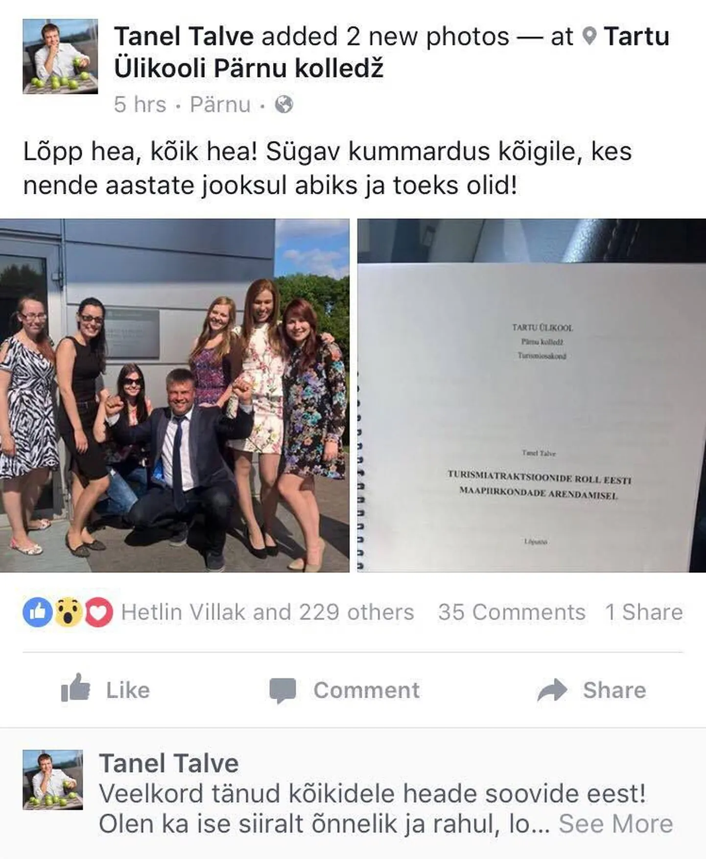 Tanel Talve lõpetas ülikooli