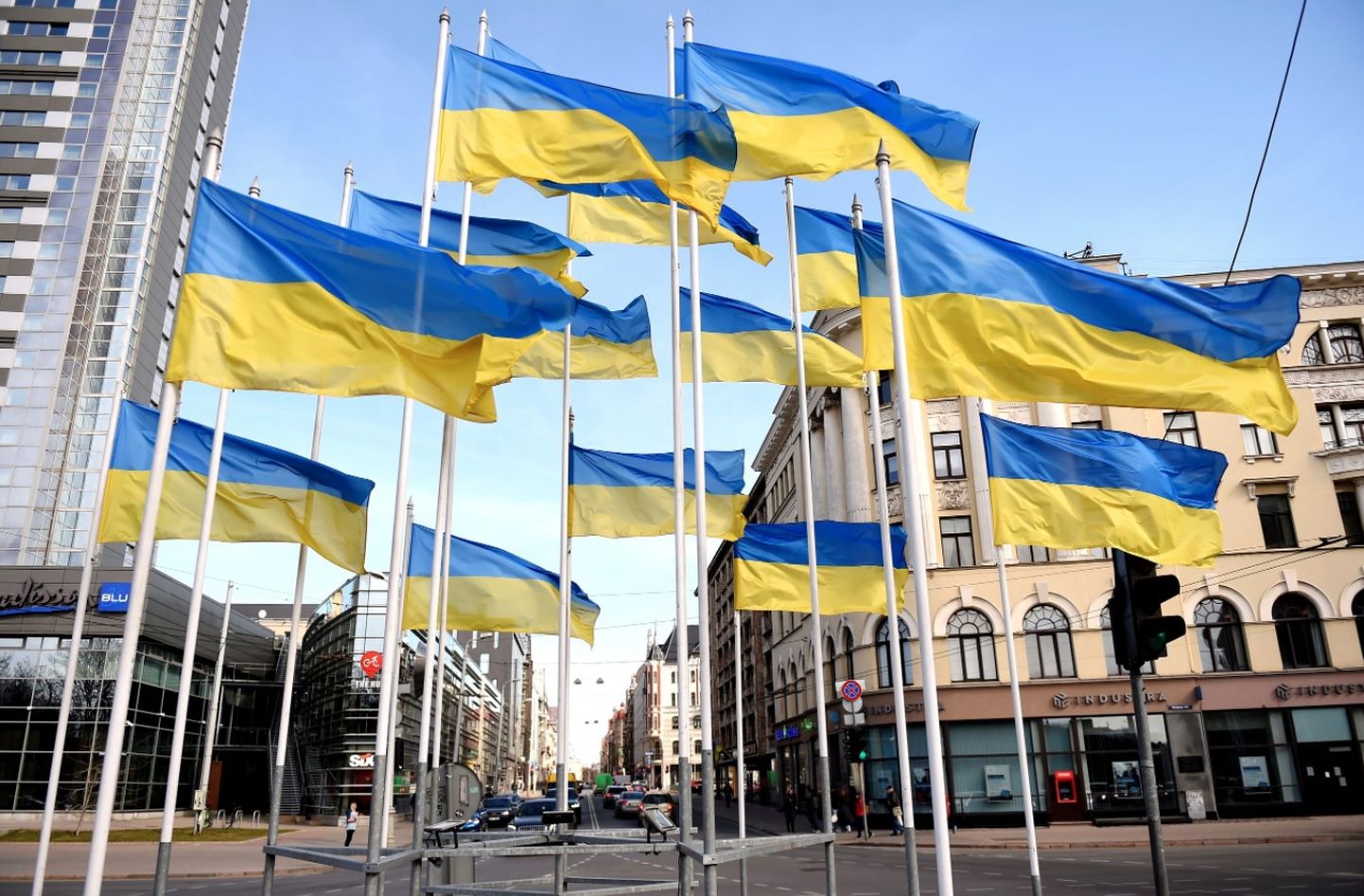Флаги Украины в Латвии