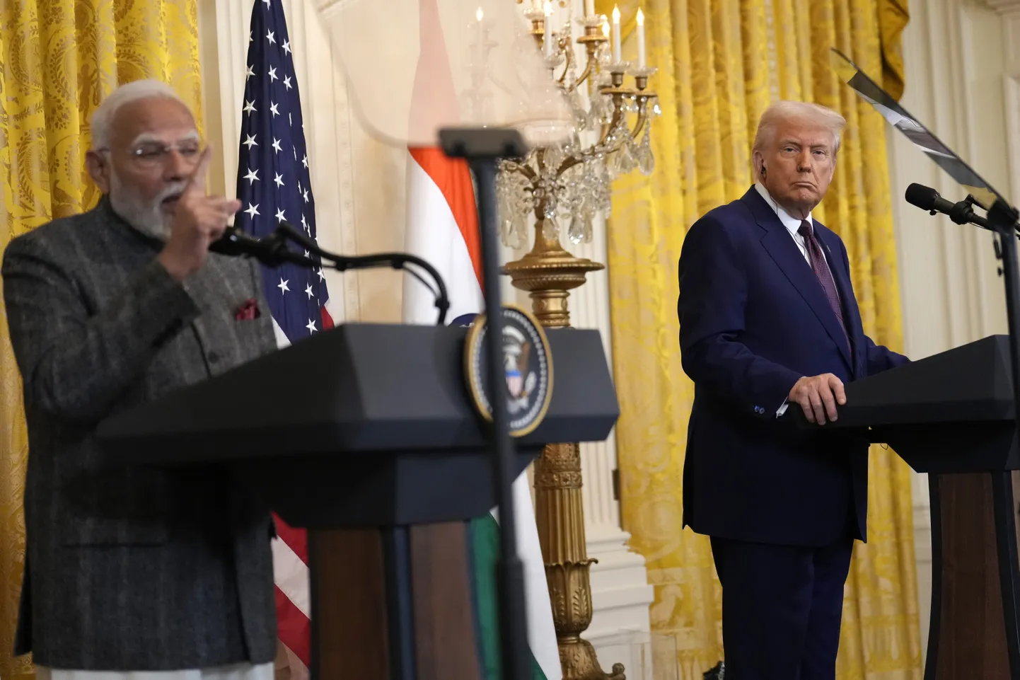 India peaminister Narendra Modi ja USA president Donald Trump ühisel pressikonverentsil.