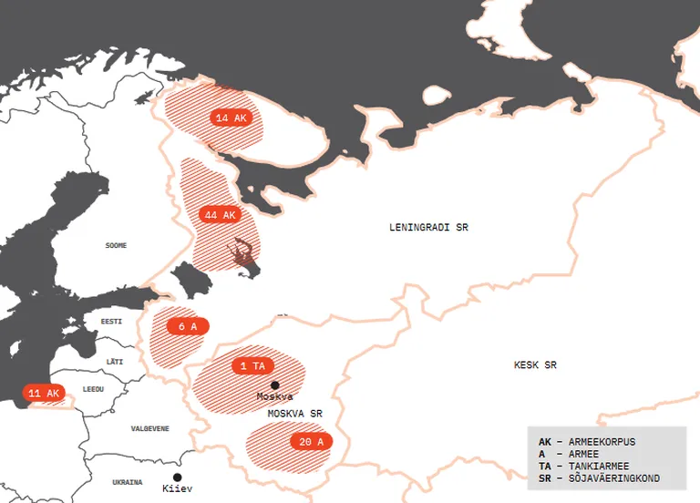 Venemaa relvajõudude reformijärgne paiknemine Eesti läheduses.