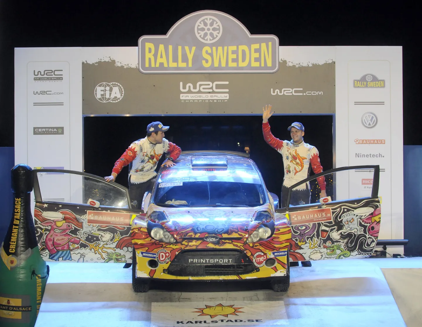 Karl Kruuda (paremal) võitis 2013. aastal koos Martin Järveojaga WRC2 arvestuses kaks rallit ja lõpetas hooaja viiendana.