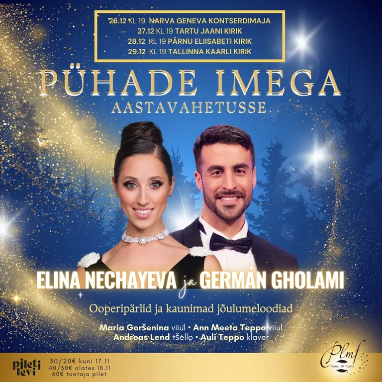 Elina Nechayeva ja Germán Gholami annavad aasta lõpul neli kontserti.