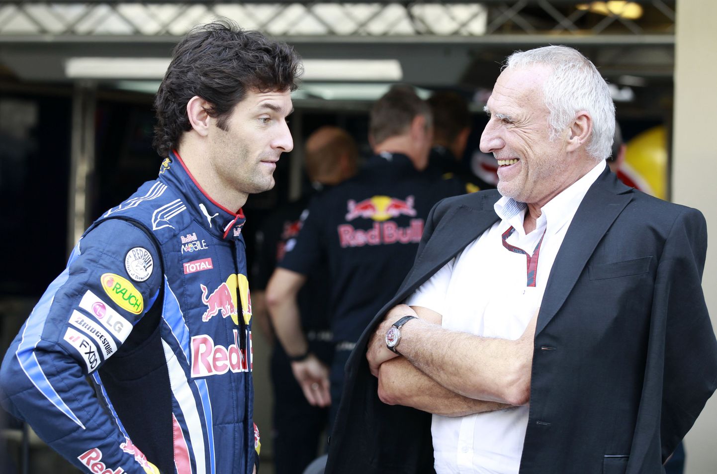 Mark Webber ja Red Bulli omanik Dietrich Mateschitz (paremal)