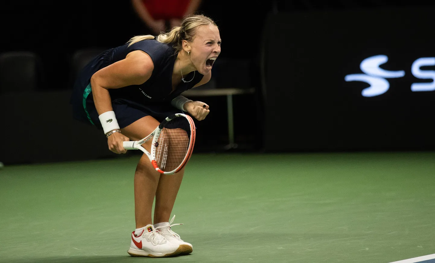 Anett Kontaveidi võiduemotsioon pärast Xiyu Wangi alistamist.