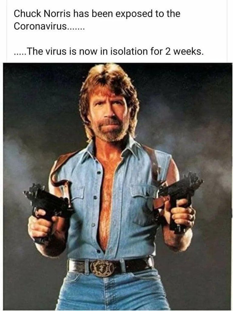 «Viirus kohtus Chuck Norrisega. Viirus on nüüd kaks nädalat karantiinis.»