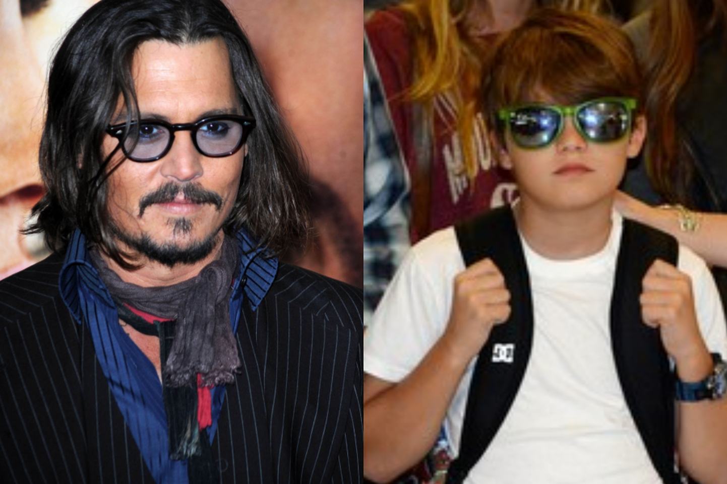 Näitleja Johnny Depp (vasakul) ja tema poeg, John Christopher III 2013. aastal (paremal).
