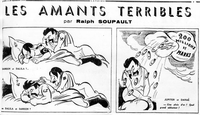 Teise maailmasõja aegne Briti karikatuur «Kohutavad armastajad». Autor Ralph Soupault. / Scanpix