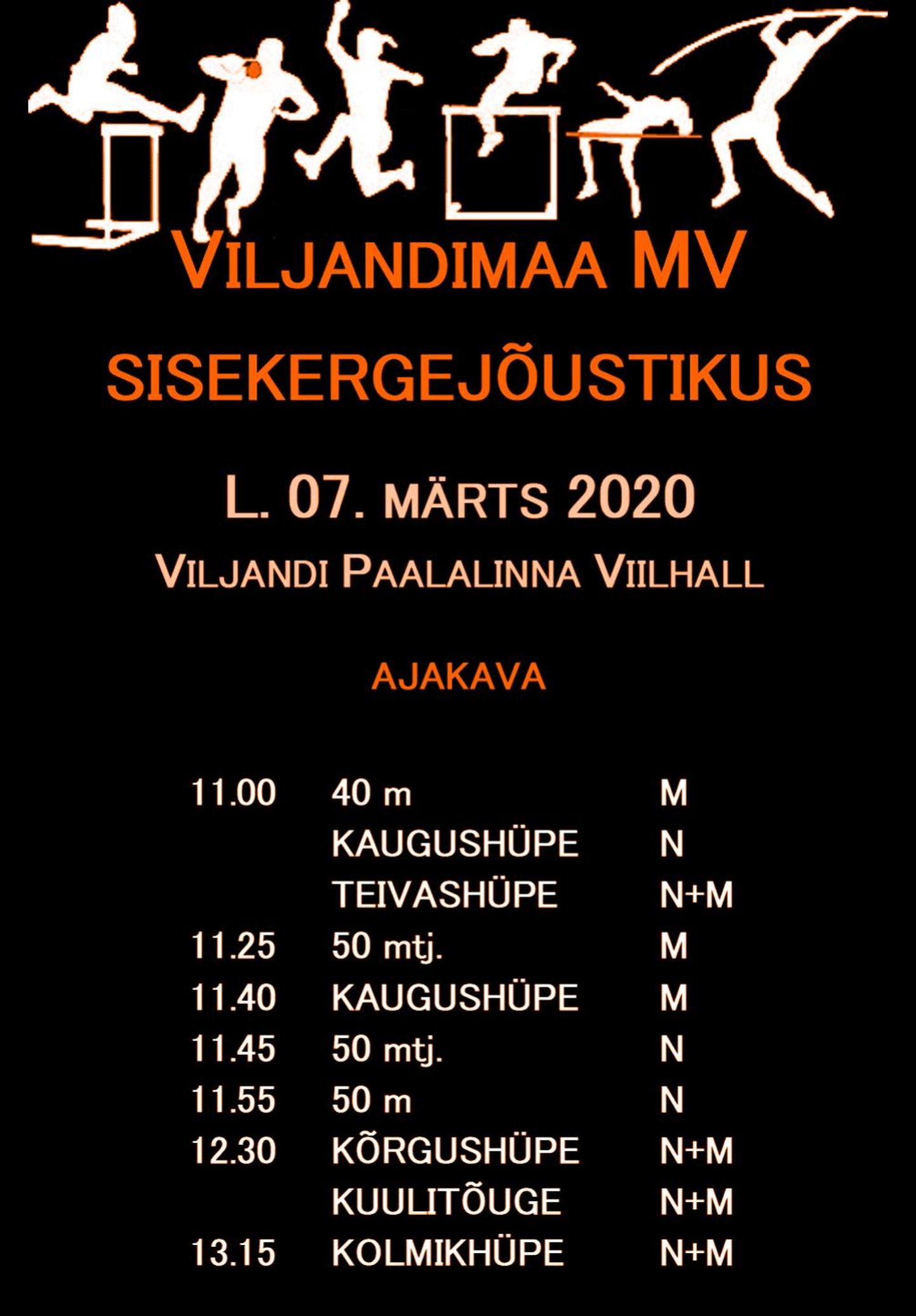 Laupäeval on Viljandimaa sisekergejõustiku meistrivõistlused.