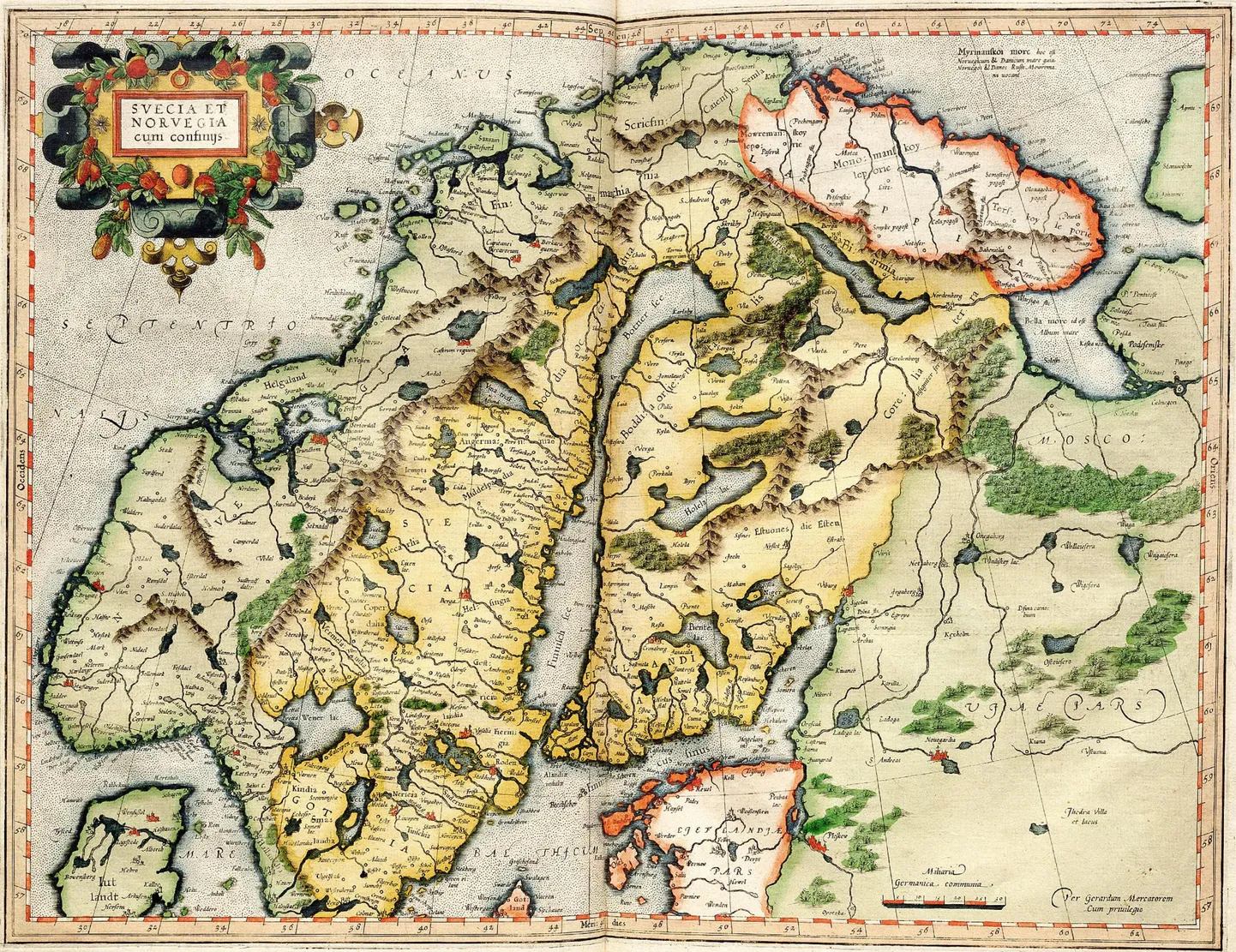 Läänemere ja Soome lahe äärsed maa-alad: Soome Suurvürstiriik, Ingerimaa ja Eestimaa hertsogkond 1596. aasta Gerardus Mercatori kaardil