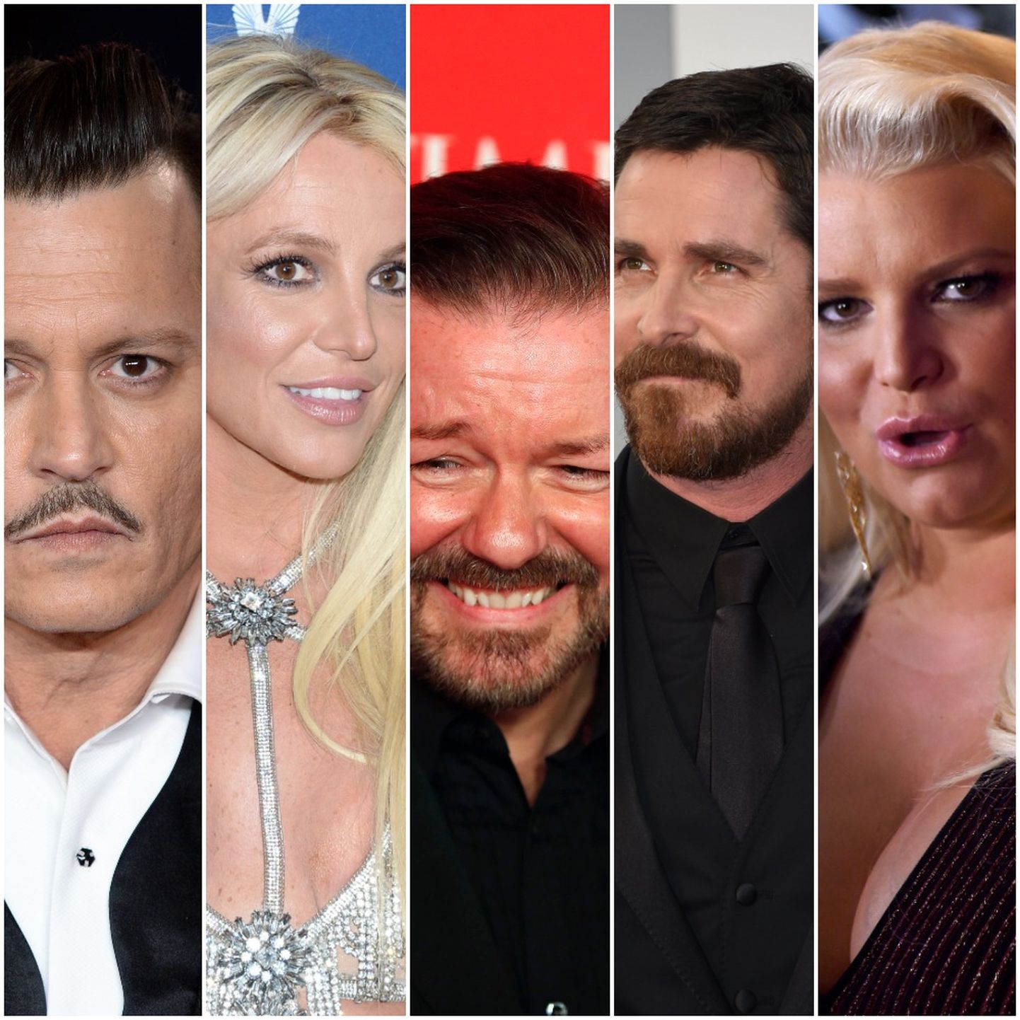 Johnny Depp, Britney Spears, Ricky Gervais, Christian Bale ja Jessica Simpson