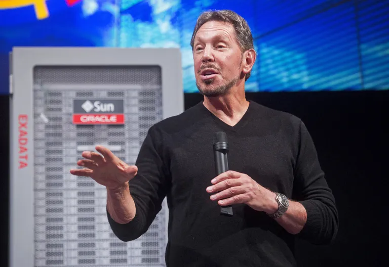 Oracle Corporation asutaja ja tegevjuht Larry Ellison 10. juunil 2014 Californias Redwood Shore'is tutvustamas firma tulevikuplaane
