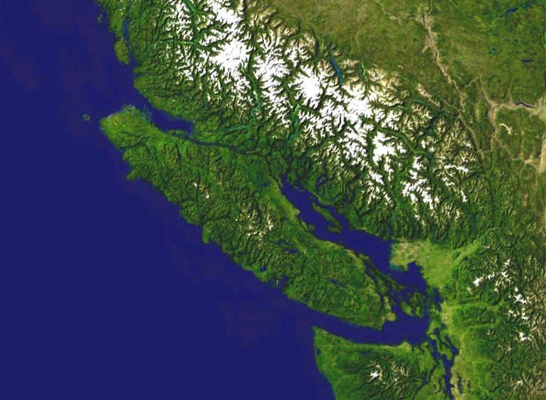 Kanada Vancouveri saar satelliidipildil