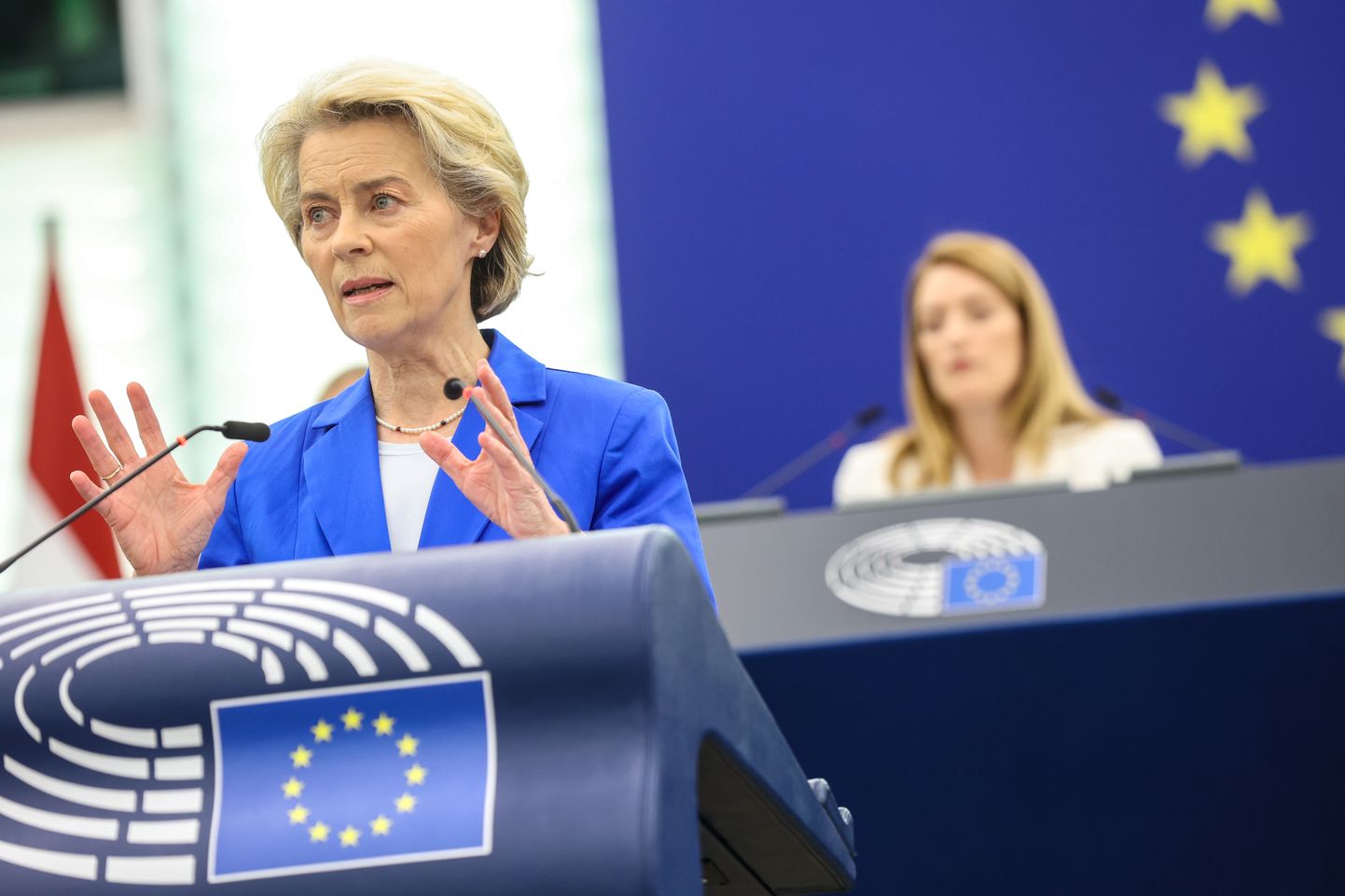 Euroopa Komisjoni president Ursula von der Leyen Strasbourgis Hamasi ja Iisraeli sõda käsitleval arutelul.