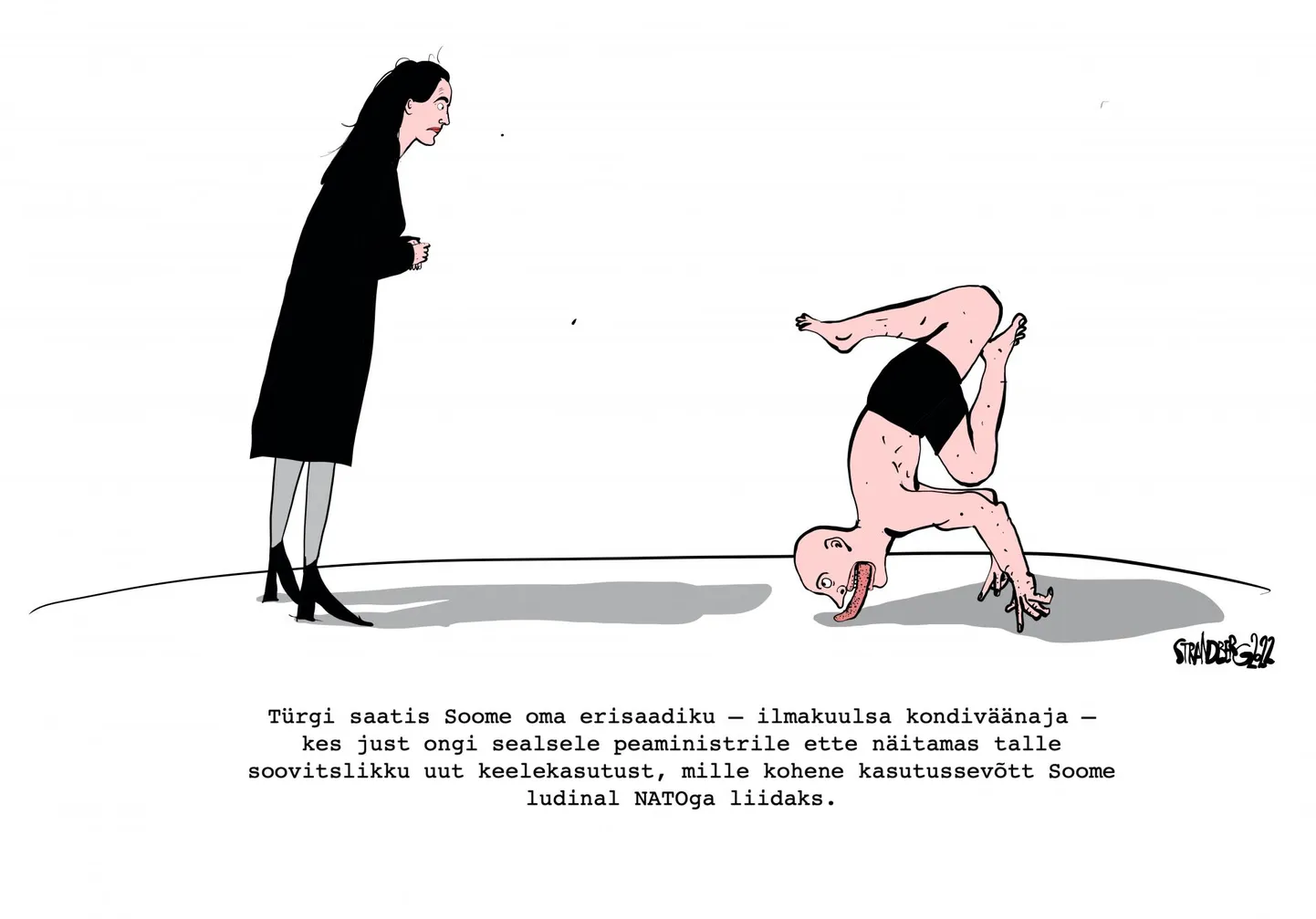 Erisaadik Soome peaministrile õiget keelekasutust õpetamas.