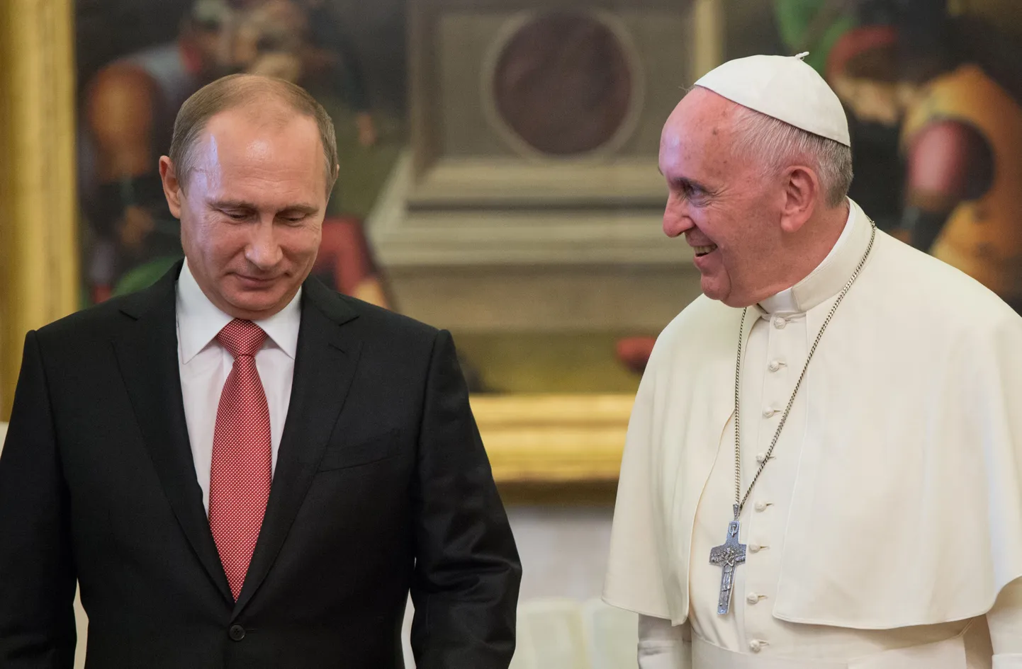 Venemaa president Vladimir Putin ja paavst Franciscus eile Vatikanis.