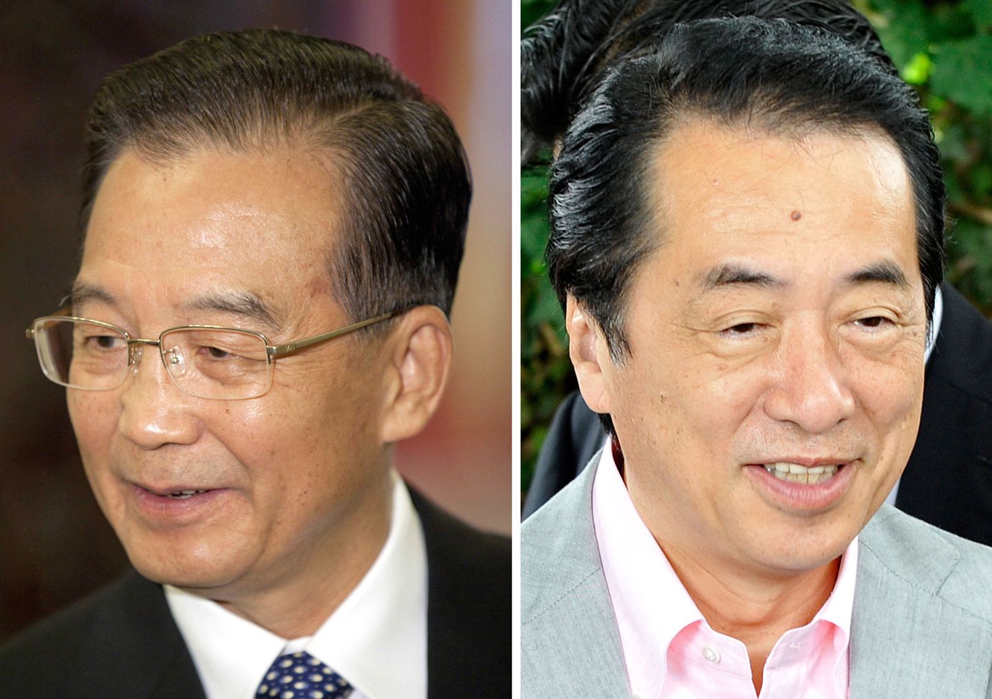 Hiina Rahvavabariigi peaminister Wen Jiabao (vasakul) ja Jaapani peaminister Naoto Kan.