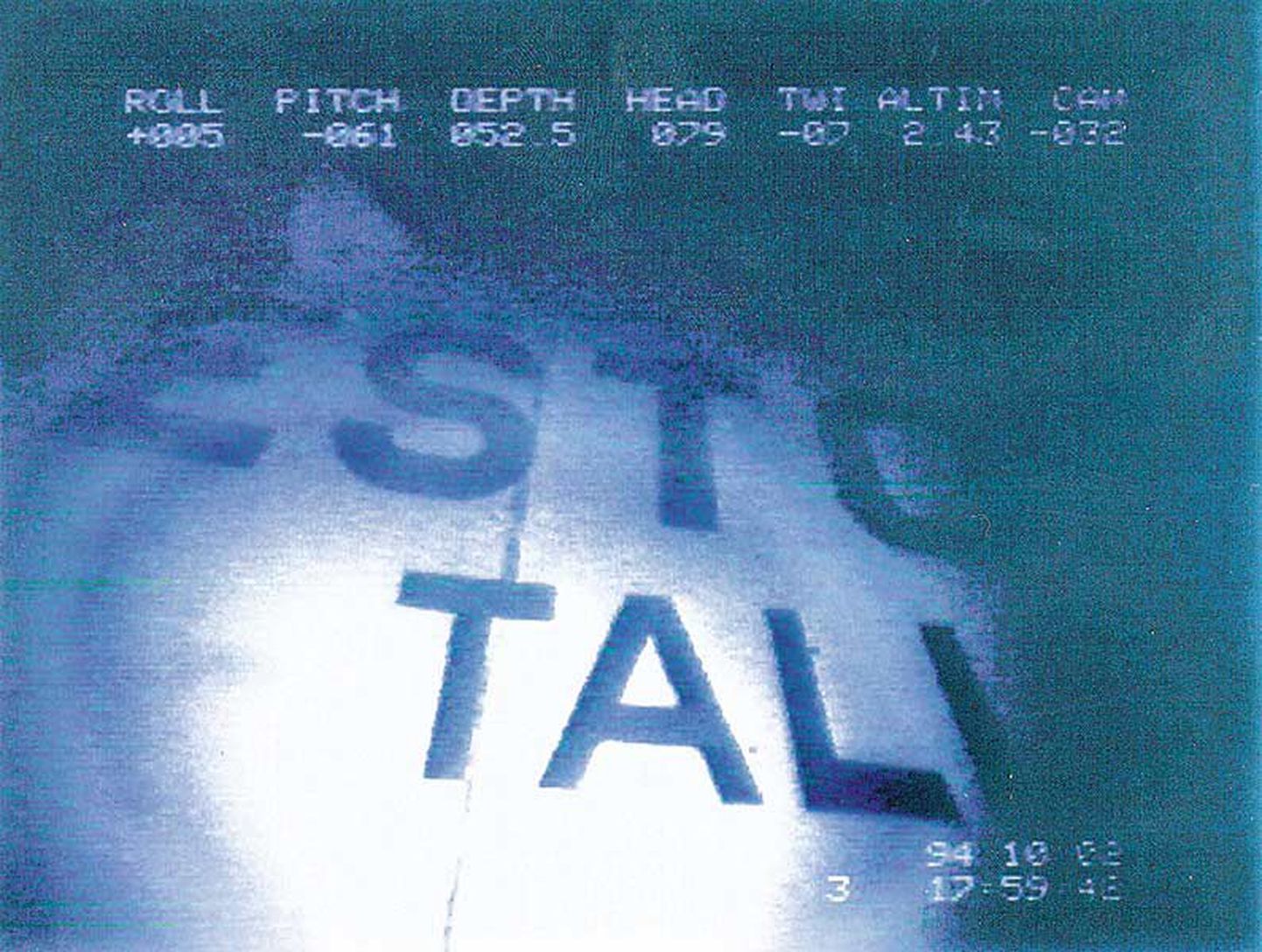 Videokaader ligi 80 meetri sügavusel merepõhjas lebavast Estonia vrakist