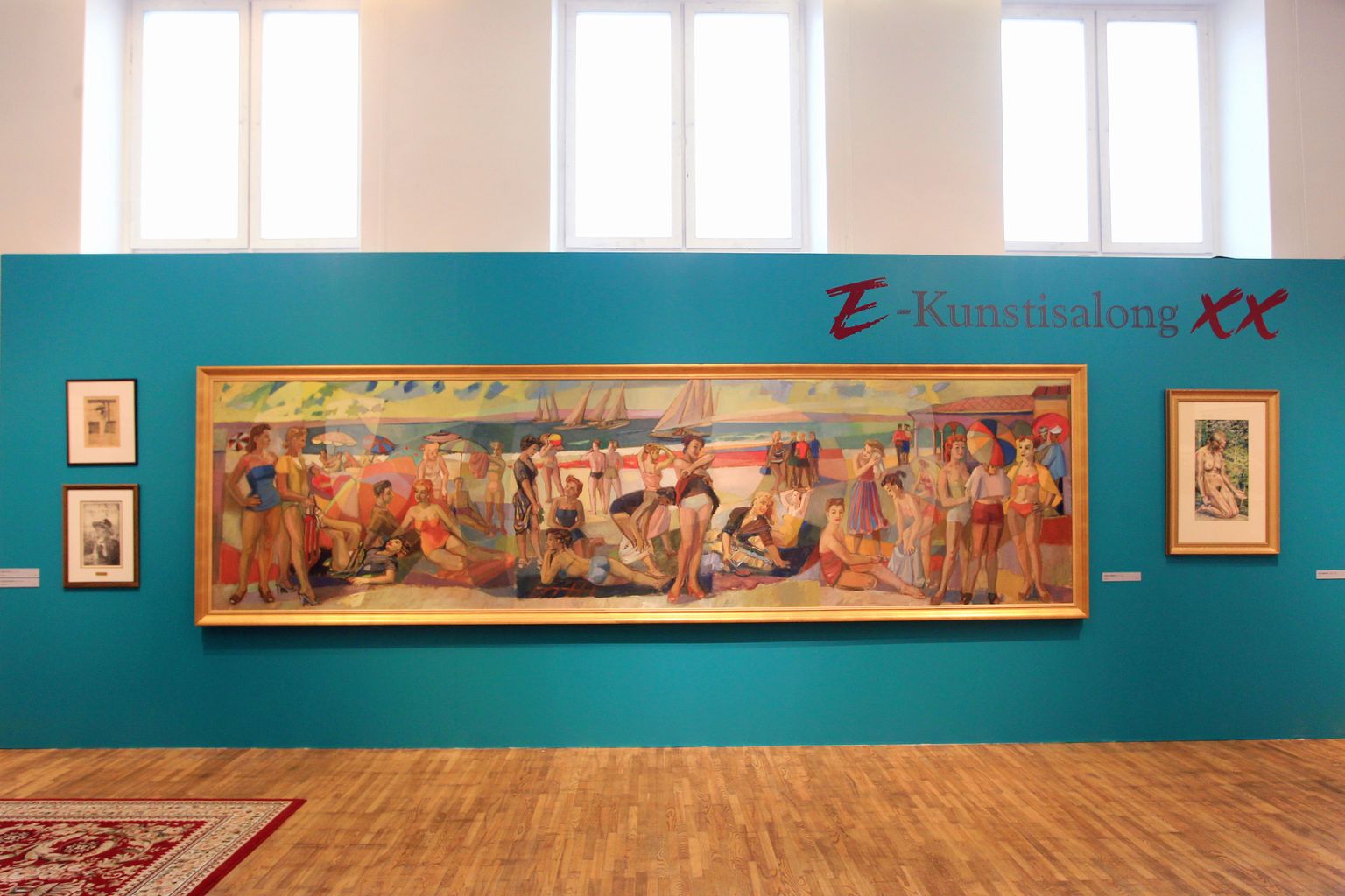 Näitusesaali sisse astuja pilk haarab otsekohe Erich Pehapi suurt mõõtu maali «Rannal».