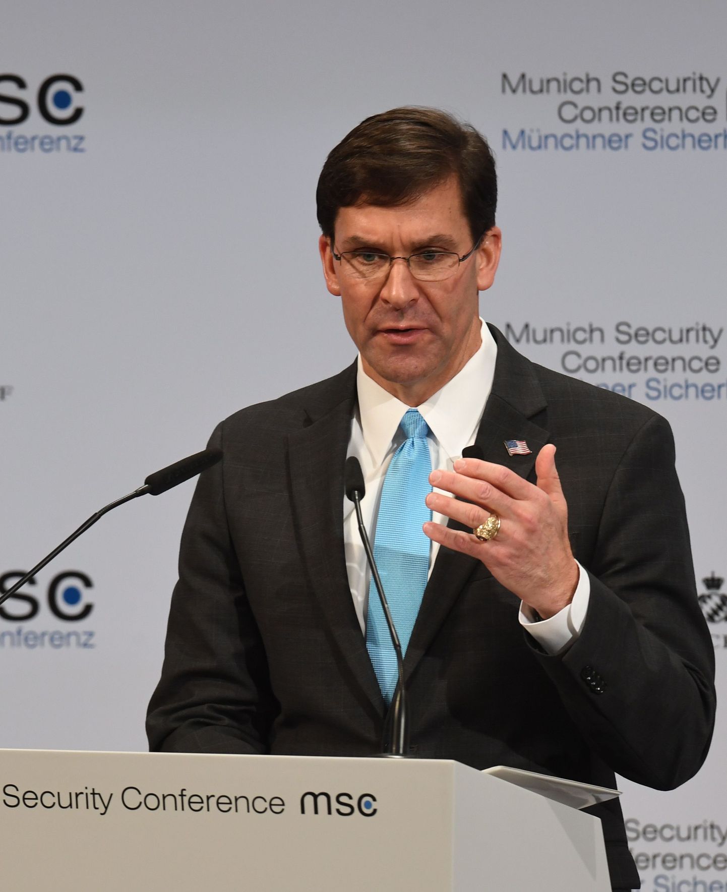 USA kaitseminister Mark Esper Müncheni julgeolekukonverentsil 15. veebruaril 2020.