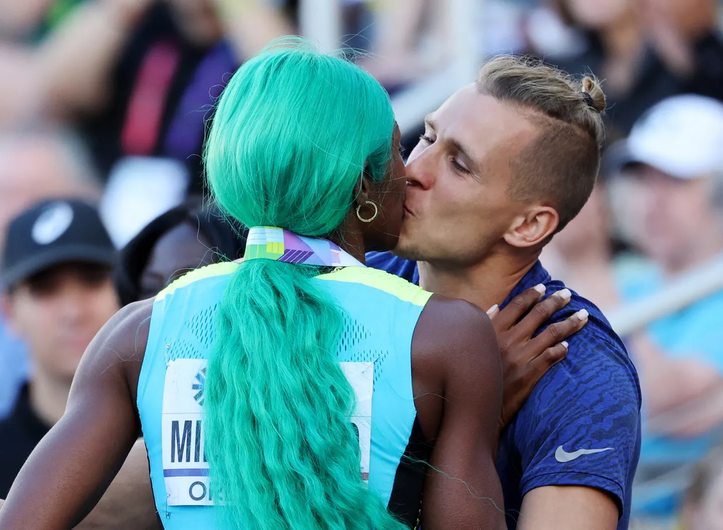 Shaunae Miller-Uibo ja Maicel Uibo võidukas musi juulis, 2022.