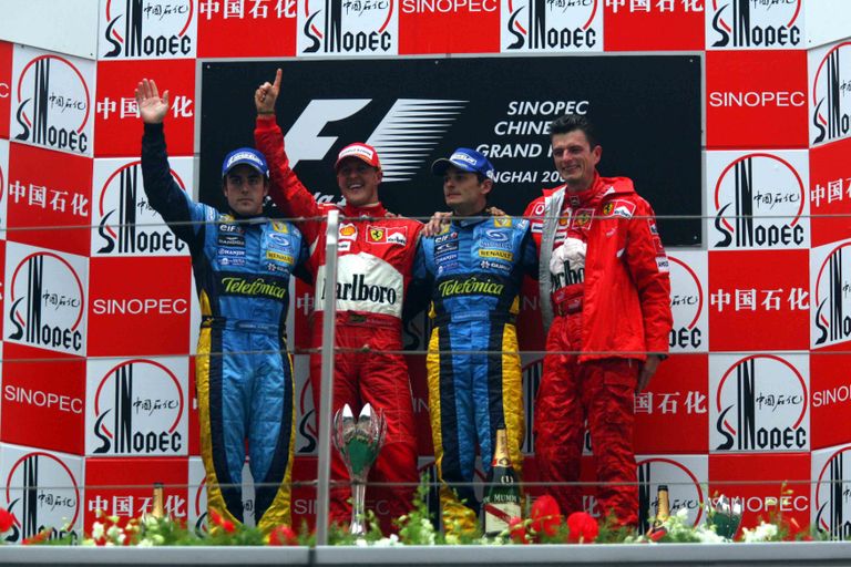 2006. aasta Hiina etapp jäi viimaseks korraks, mil Michael Schumacher vormel-1 sarjas poodiumi kõige kõrgemale astmele tõusis. FOTOD: Scanpix