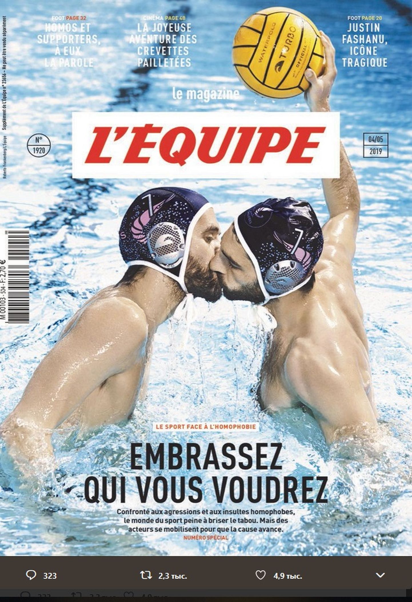 Обложка французского спортивного журнала L'Equipe