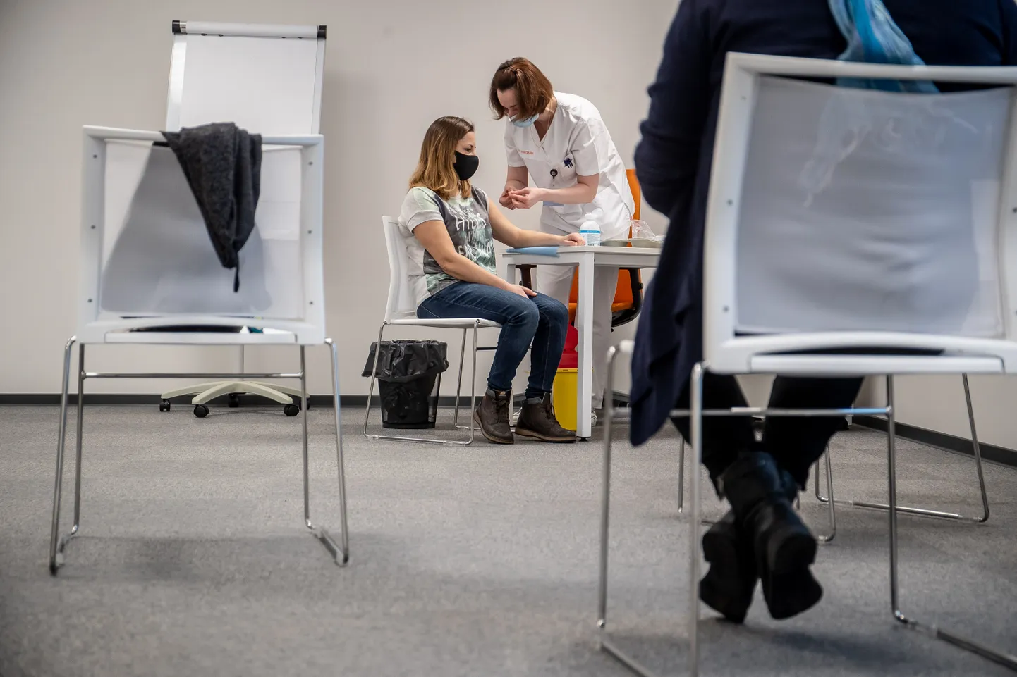 Õpetajate vaktsineerimine Mustamäe tervisekeskuses.
