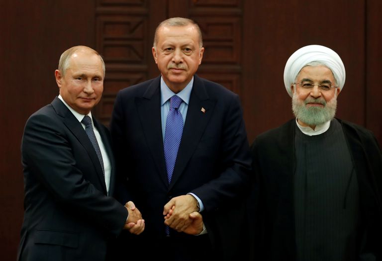 Venemaa president Vladimir Putin, Türgi riigipea Recep Tayyip Erdoğan ja Iraani president Hassan Rouhani. 