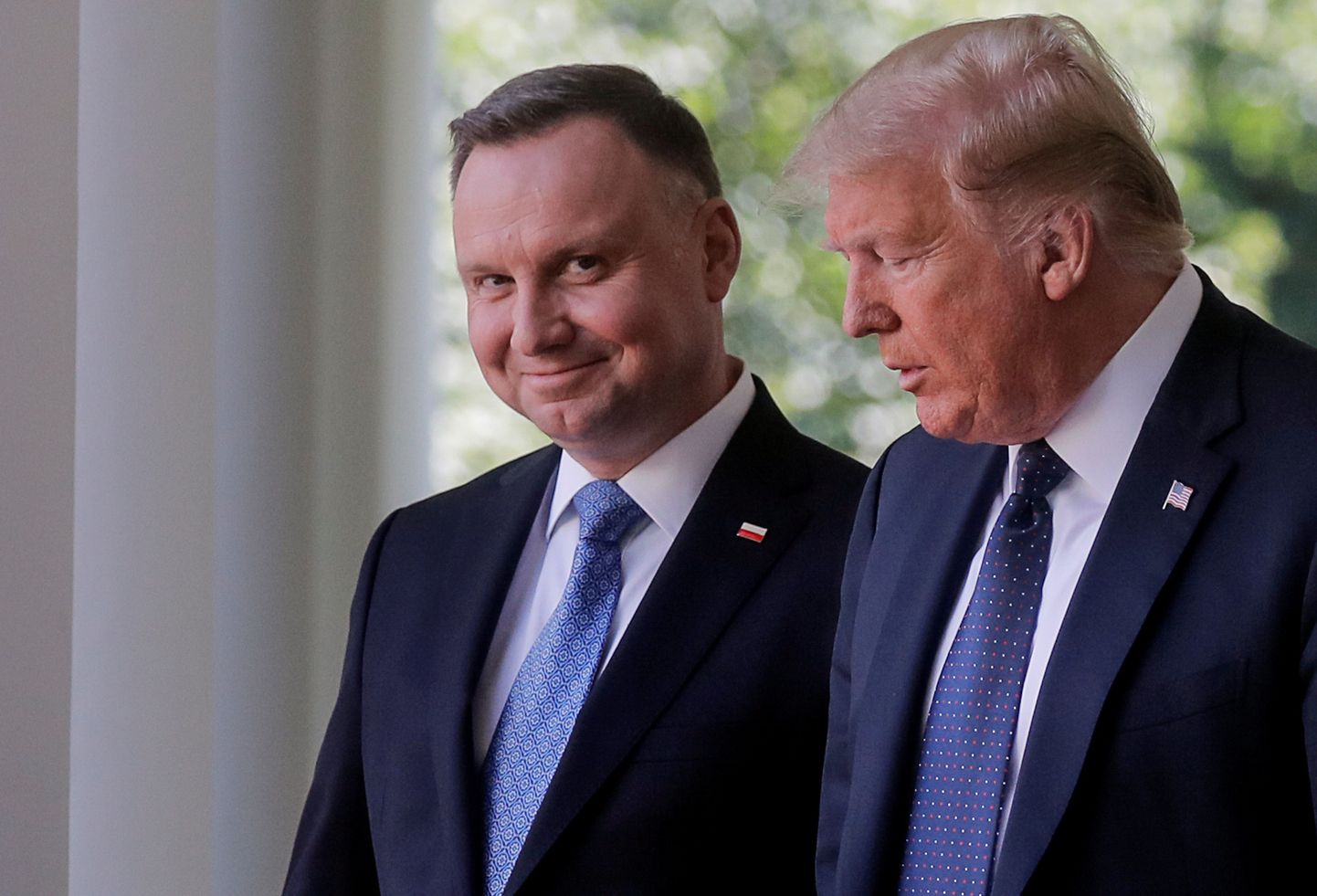 Polijas prezidents Andžejs Duda un ASV prezidents Donalds Tramps 