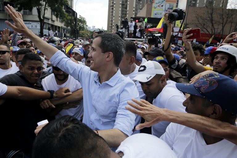 Venezuela opositsioonijuht Juan Guaidó meeleavaldusel Venezuela pealinnas Caracases.