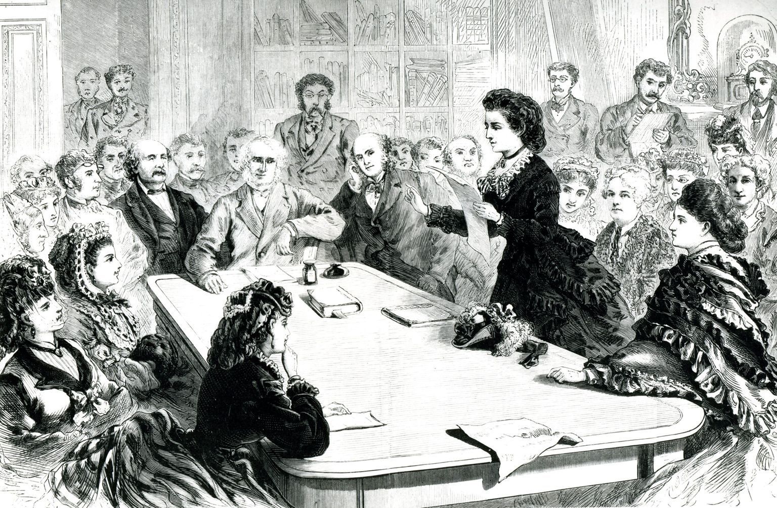 1871. aastat pärit pilt, kus Victoria Hoodhull pöördub esindajatekoja õiguskomisjoni poole, põhjendades naiste valimisõiguse vajalikkust.