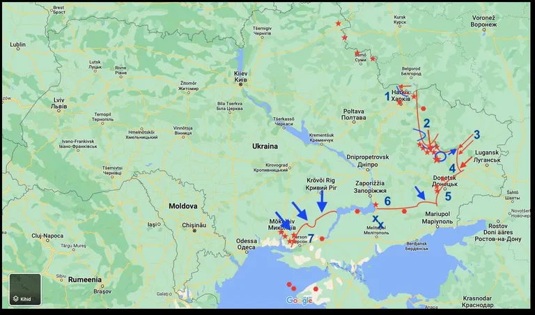 Ukraina, 7. juuli 2022 seisuga.