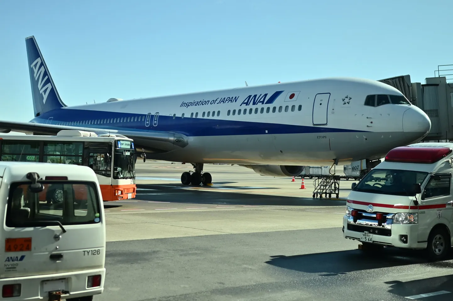 Nippon Airwaysi Boeing 767-300, millega jaapanlasi Wuhanist koju toimetati.
