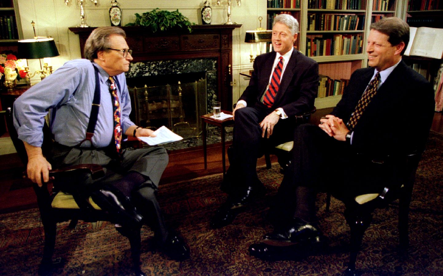 Larry King intervjueerimas USA president Clintonit ja asepresident Al Goret 5. juunil 1995.