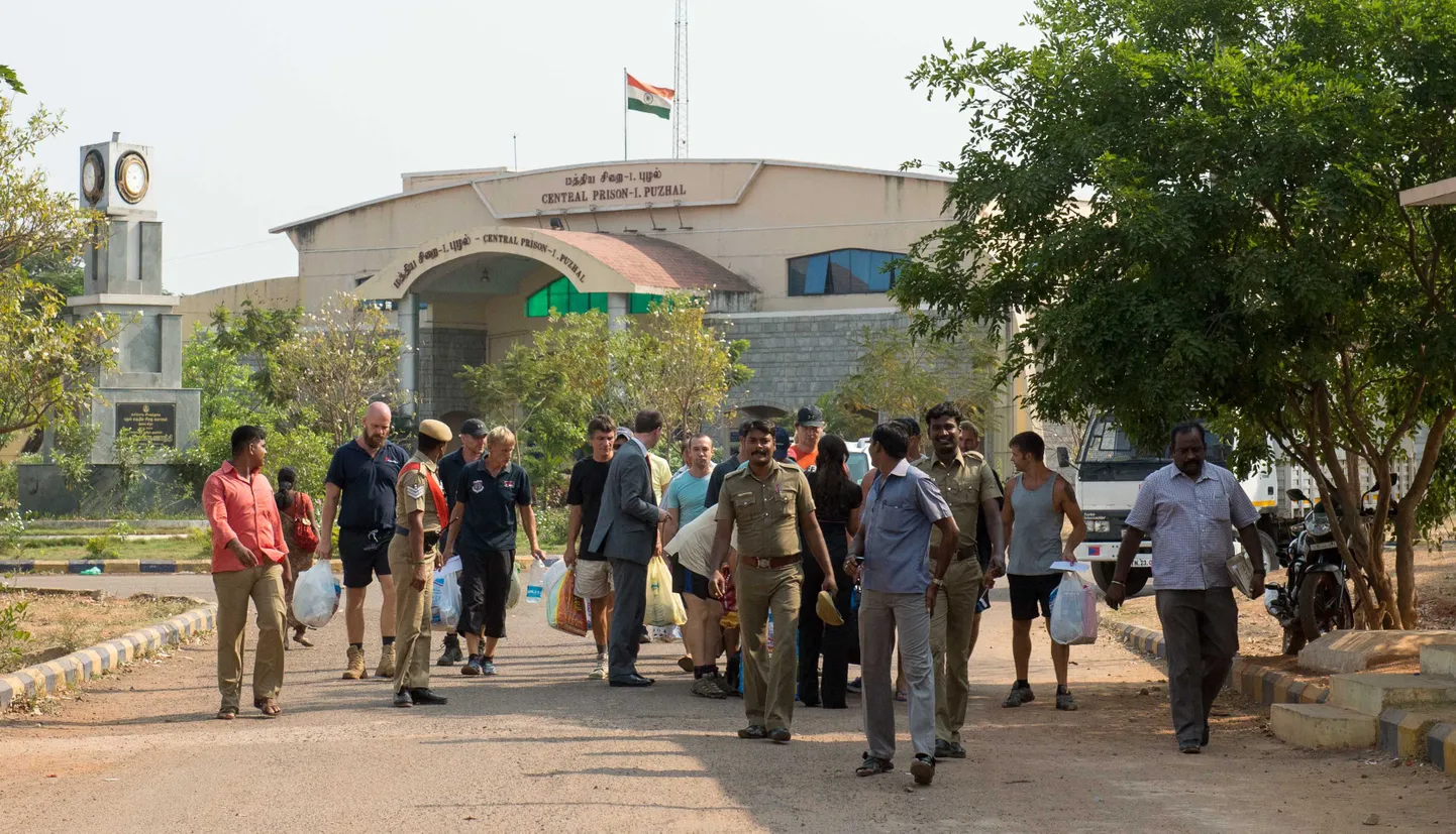 Laevakaitsjad 2014. aasta aprillis Indias Chennai linnas asuvast vanglast lahkumas.