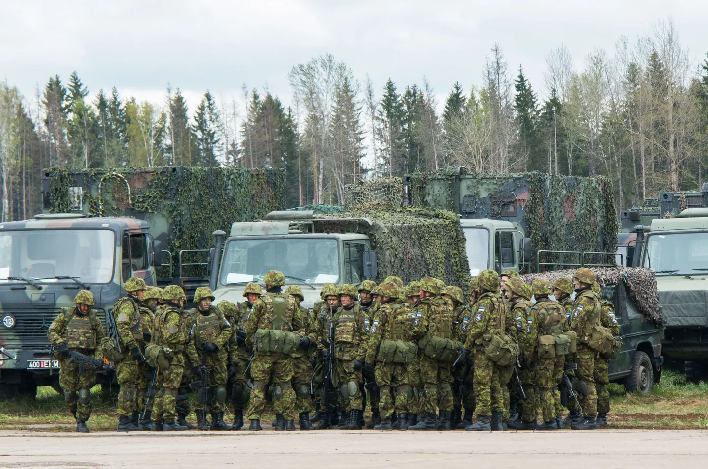 Esimese jalaväebrigaadi lõpurivistus kaitseväe mullusel suurõppusel Siil, mille lööklauseks oli «Iga okas loeb!»