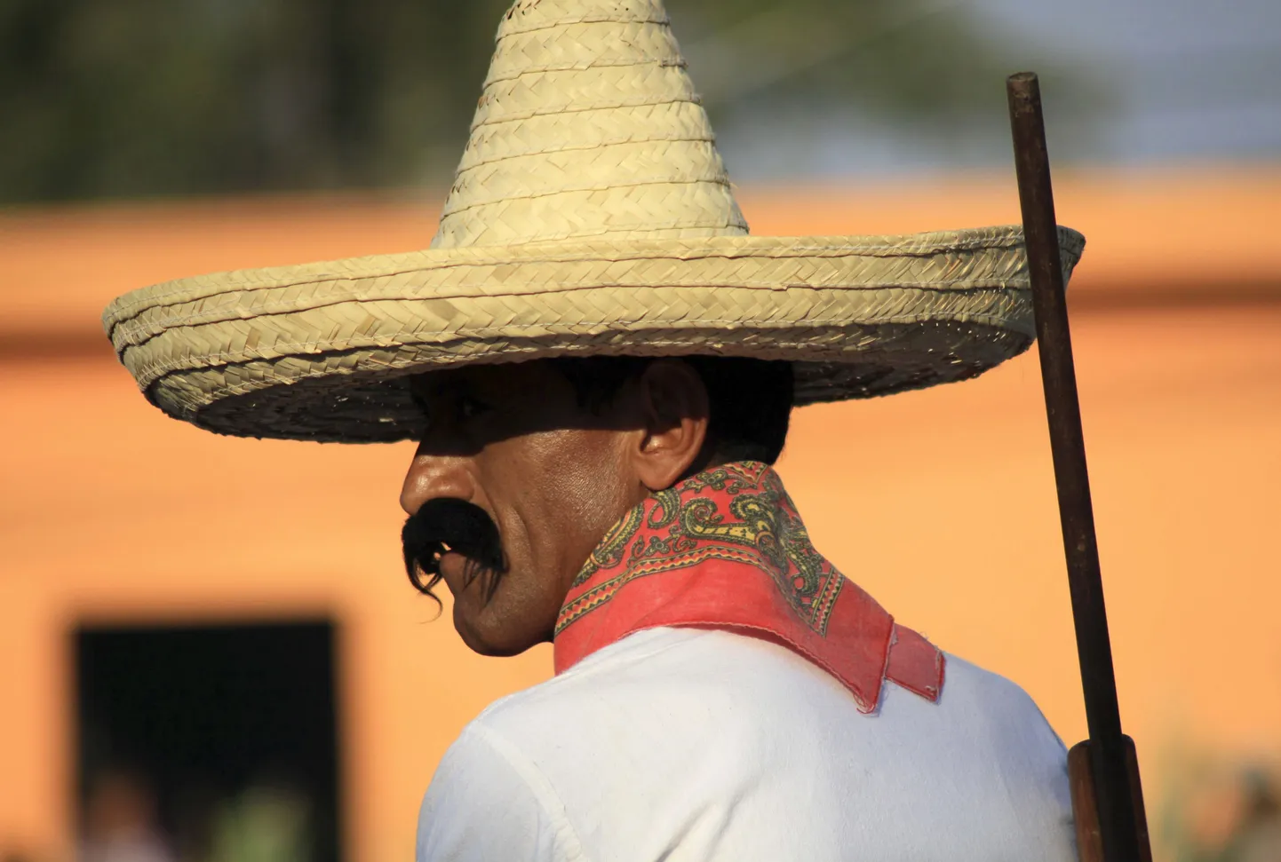 Zapata revolutsionääri riietuses Mehhiko mees.