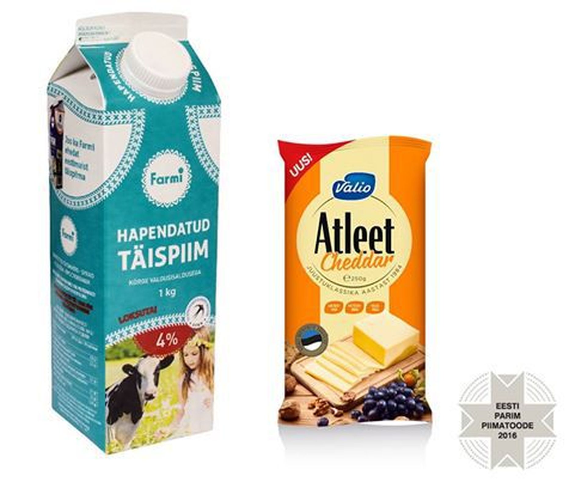 Valio Atleet Cheddar juust ning Farmi hapendatud täispiim valiti parimateks piimatoodeteks.