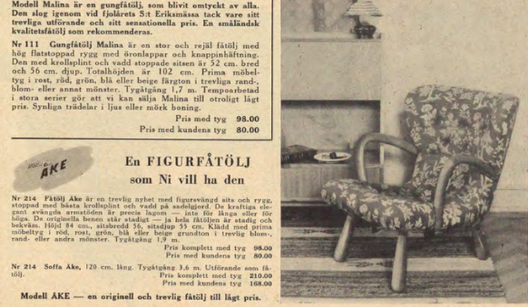 AKE sērijas krēsla reklāma 1952. gada katalogā